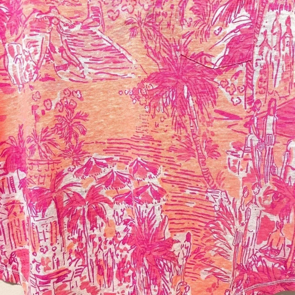 Lilly Pulitzer Sz XS Duval Top Linen Pink Cheeky Melon Rule Breakers NWT… - Picture 5 of 9